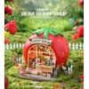 Roroom DIY Miniature House Kit, Strawberry Sweet Shop Dollhouse Kit