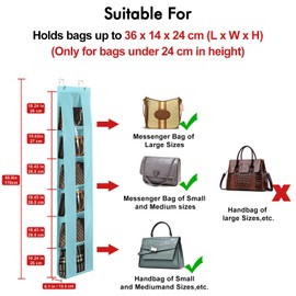 Lirex Over the Door Purse Organizer, 2 Pack Handbag Storage Organizer with 6-Tier, Space-Saving Purse Organizer for Door or Closet, for Purse Storage and Handbag Organization, Purse Hanger, Light Blue