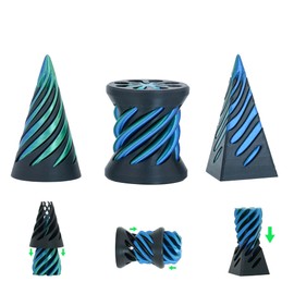 3 Pack Pyramid Fidget Toys Impossible Cone for Adults and Kids Spiral Cone 3D Pyramid Passthrough Sculpture Stress Relief Relaxation Mini Desktop Decor Gift for Holidays Birthdays (Black Green)