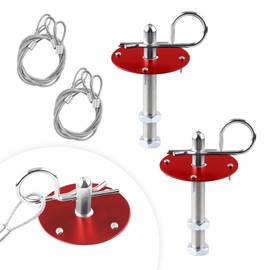 NYTKL 2 PCS Stainless Steel Car Hood Pins Kit, Quick Release Hood Cover Pin Lock Appearance Kit with Racing Lanyard, Universal Engine Bumper Bonnet Pin for Cars Trucks SUVs (Red)