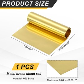 uxcell Brass Sheet Roll, 120" x 6" x 0.0016" Metal Flashing Brass Foil Roll for Crafting, Electrical DIY Projects Repairs, Gold
