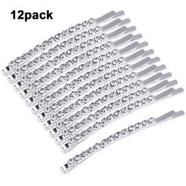 Dokpav 12 Pcs Rhinestone Hair Pin, Metal Hair Clips, Crystal Hair Pin, Diamond Hair Pins Decorations, Silver Hairpins Hairclips, Hair Clips Gifts, Sparkling Hairclips for Lady Women Girls