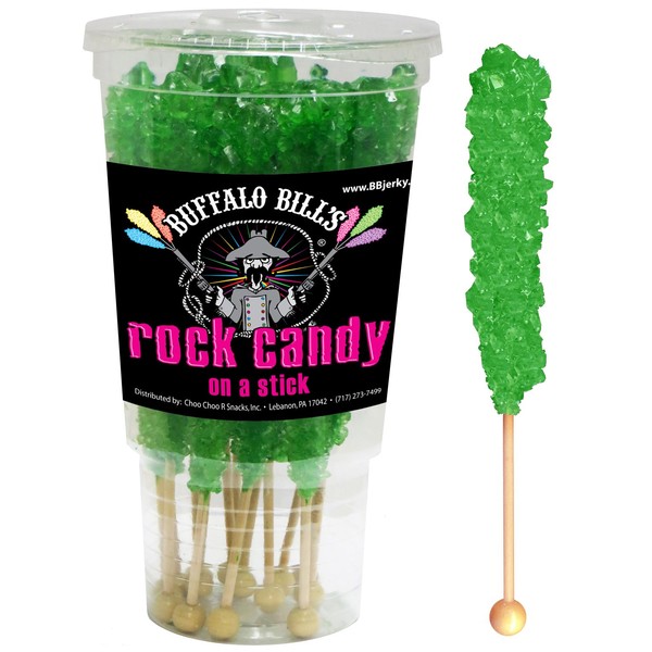 Buffalo Bills Apple (Dark Green) Rock Candy On A Stick (12-ct cup rock candy crystal sticks)