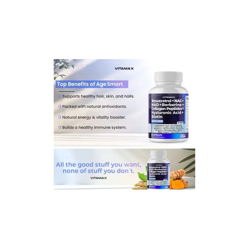 Resveratrol Nad+ Berberina + Nac + Ácido Hialurónico +biotin