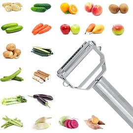 Vegetable Peeler, Potato Peeler, Julienne Peeler for Kitchen, Double-Sided Blade Stainless Steel Peeler for Carrot, Cucumber, Fruit with Cleaning Brush