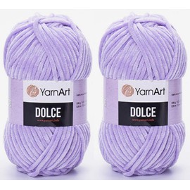 Yarn Art Dolce Yarn 100% MicroPolyester Lot of 2 skn 264 Yards 2x100gram Super Bulky :6 Baby Chenille Yarn (744 Lilac)