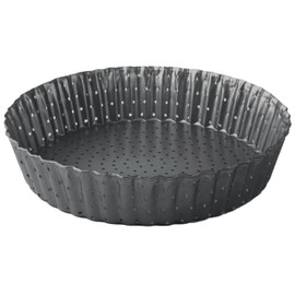 MGE - Highly Perforated Waveform Baking Mould - Mould for Quiche and Cakes - Mould for Tartlets - Mould with Removable Base - Ribbed Baking Mould with Removable Non-Stick Base - 24 cm