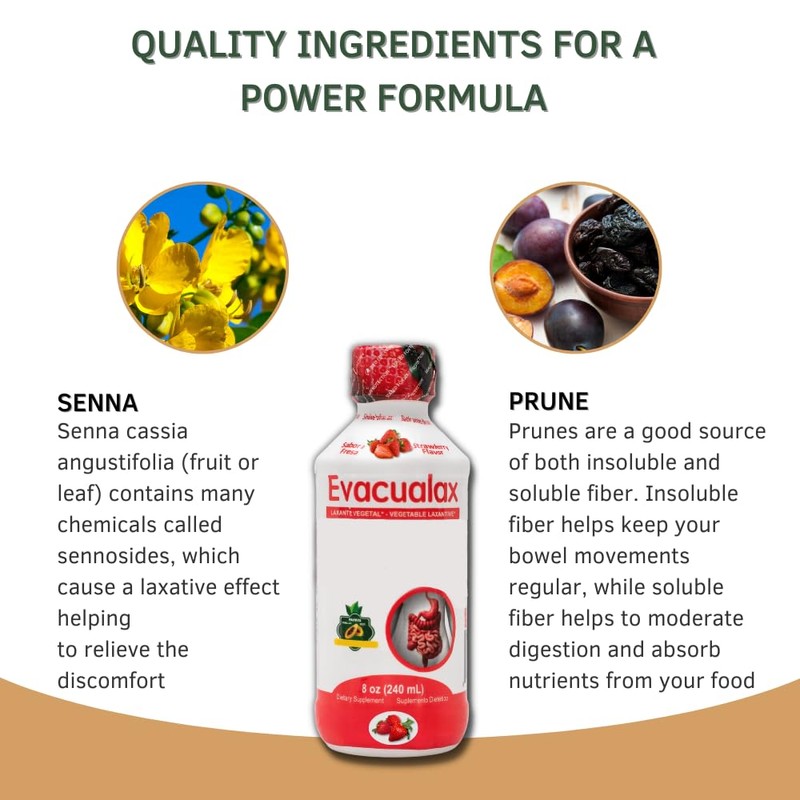 EVACUALAX Senna Liquid Laxative for Adults & Kids - Strawberry