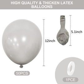 Gray Balloons, 50 Pcs 12 Inch Gray Balloons, Matte Gray Balloons, Party Balloons for kids, Balloons for Gray Baby Shower, Wedding, Valentine's Day, Birthday Party Decorations