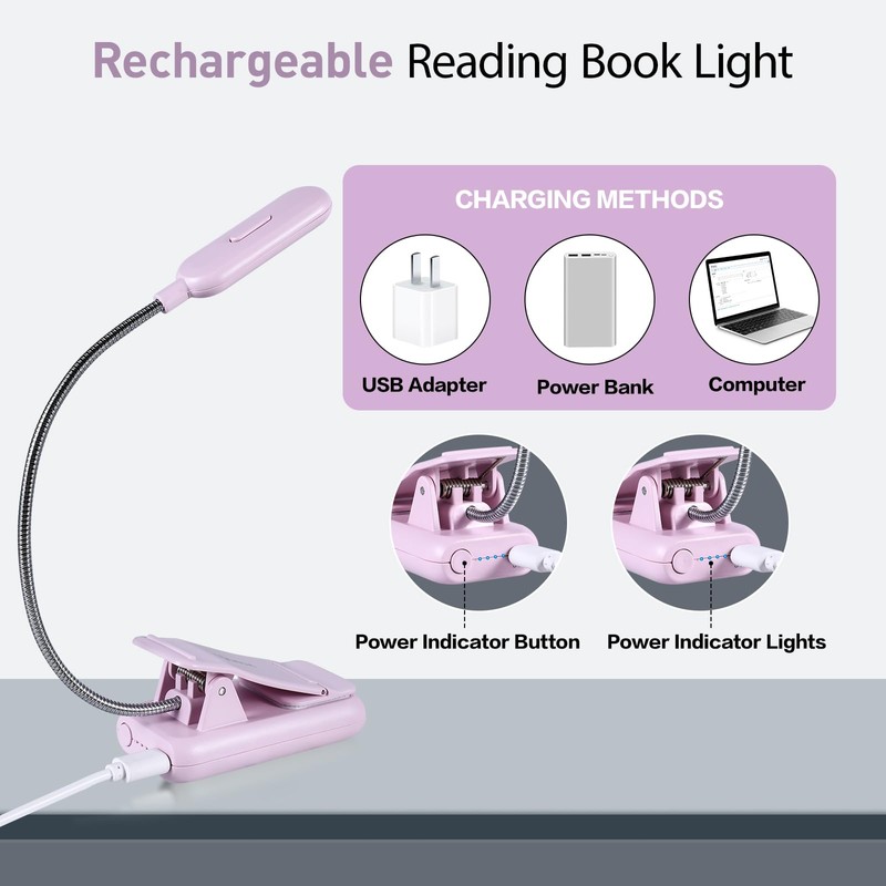 VAVOFO Rechargeable Book Light, Blue Light Blocking, Amber 1600K Clip