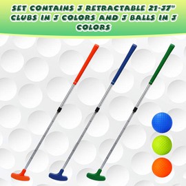 Liliful 3 Pack Golf Putter for Men and Women Adjustable Length Golf Putters with 3 Golf Balls Two Way Mini Golf Putter Set for Right or Left Handed Children Teenagers Junior Practice