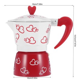 WOHPNLE Coffee Maker, Aluminum Espresso Coffee Maker Kettle Pot Coffee Red Heart Printed Coffee Stove Maker Percolator For Home Office(L)