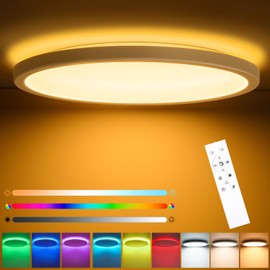 LED Deckenleuchte Dimmbar mit Fernbedienung, 24W Deckenlampe RGB Farbwechsel Rund, 3000K-6500K Lampe Deckenbeleuchtung als Wohnzimmerlampe Schlafzimmerlampe Küchenlampe Kinderzimmer Lampe usw. Ø30CM