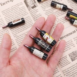 cobee Dollhouse Mini Wine Bottles, 10 Pieces Miniature Wine Bottles Doll House Decor 1:12 Mini Drink Bottles Model Dollhouse Kitchen Accessories