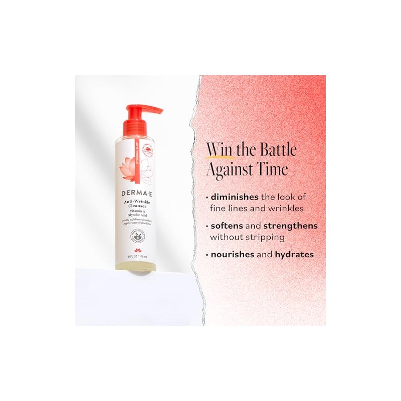 derma e Anti-Wrinkle Vitamin A Glycolic Cleanser, 6 Fluid Ounce