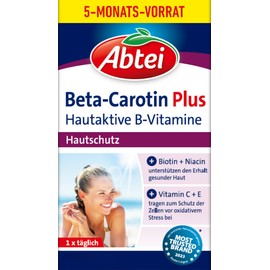 Abtei Beta-Carotene Plus - For Maintaining Healthy Skin - Gluten Free, Lactose Free - Storage Pack - 150 Capsules for 5 Months