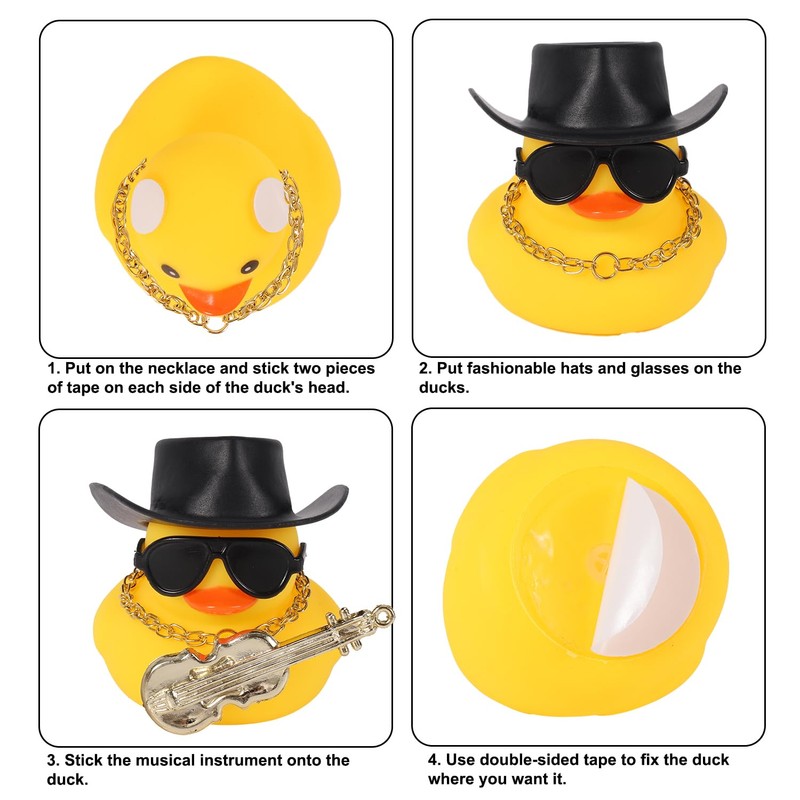 BOXOB Cool Duck Car Dashboard Decoration, Yellow Ducks with Sunglasses