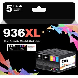 FIRSTINK High Capacity 936XL 936 Ink Cartridges 936e Ink Cartridges Combo Pack Replacement for OfficeJet Pro 9110b 9120 9122e 9125e 9128e 9130 9135e 9730e Printer(5-Pack)