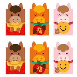 SITEDAN New Year's Bag 2026 Horse Sacks, 6 Pieces, Good Year Horse, Zodiac Sign, Gold Seal, New Year's Gift, Multi-purpose Celebration Bag, Red, Funny Envelopes, Red Envelopes, New Year's Festival