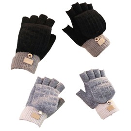 ZEACCT 2-Pair Thermal Fingerless Gloves Set - Soft Knit Convertible Mittens for Women, Touchscreen-Compatible Half-Finger Design (Cold Weather Cycling & Skiing Accessories)