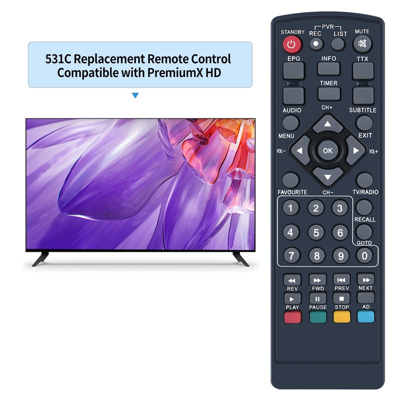 TCNOUMT Replacement Remote Control Suitable for PremiumX HD 531 and