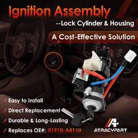 Ignition Assembly, Lock Cylinder Switch & Cylinder Housing, with Keys, Compatible with 2015-2021 KIA Sedona, 2015-2019 Hyundai Sonata, Replaces# 81910-A4110