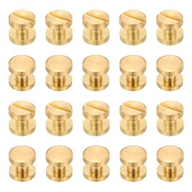 PATIKIL Chicago Screws, 20 Sets M4x3mm Brass Polishing Chicago Screw Binding Post Screw Rivets for Leather Belt Scrapbook Photo Albums, Gold