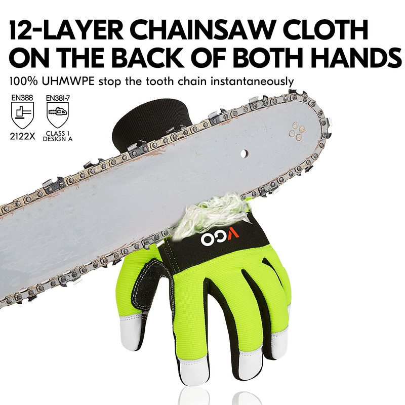 Vgo... Chainsaw Gloves 12-Layer Protection on Both Hands, Safety Foresty