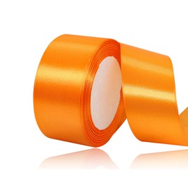 Orange Satin Ribbon 1-1/2 Inches, 25 Yards Solid Color Fabric Ribbon for Gift Wrapping, Crafting, Bows Making, Sewing Projects, Christmas Tree and Wedding Party Decoration