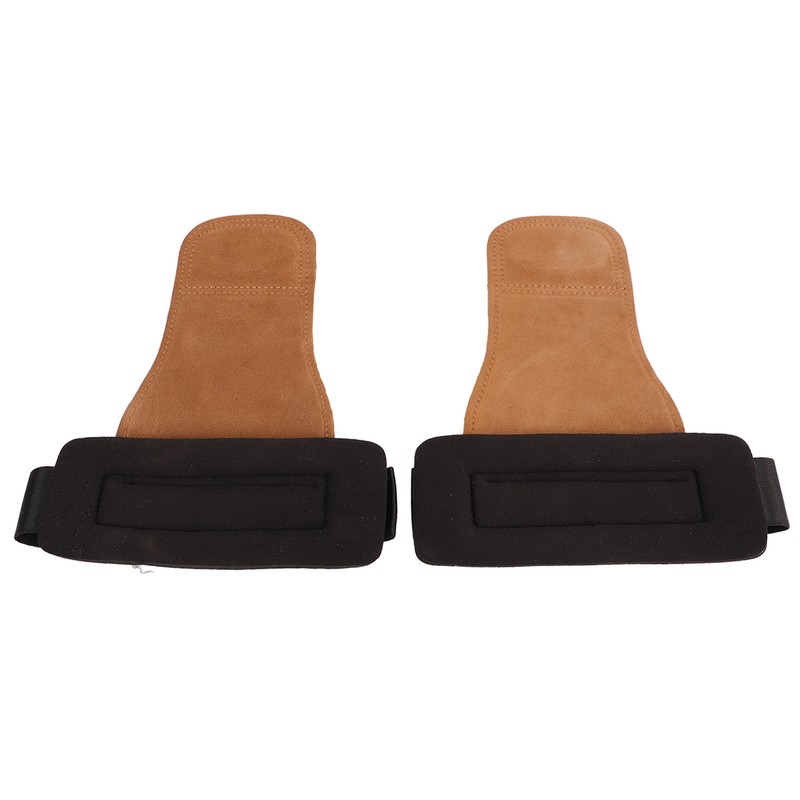 2PCS Weight Lifting Grips with Wrist Straps Cowhide SBR Full