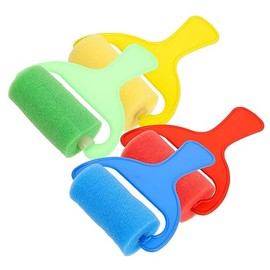 DOITOOL Juego De 4 Rodillos De Pintura De Esponja para Niños con Mango Antideslizante Herramientas De Arte para Dibujo Manualidades Y Pintura Creativa Fácil