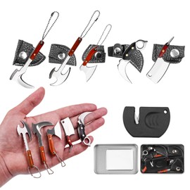Ruksifg Mini Knife Set Tiny Knife EDC Knife for Package Opener, Letter Opener, Collection, Mini Knives Set with Sheath and Sharpener(Silver-5Pcs)