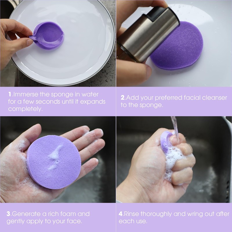 60 Pcs Facial Sponges, Compressed Face Cleansing Sponge Cellulose Face