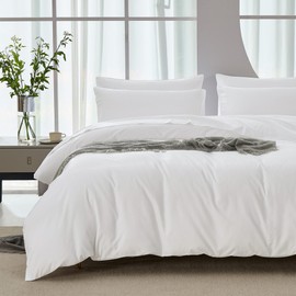 JELLYMONI Duvet Cover Set Twin Size Ultra Soft - Eucalyptus Lyocell Cotton Blend Silky Cooling Comforter Cover Set, Hypoallergenic and Moisture Wicking Breathable Bedding, 3-Piece Set, Ivory White