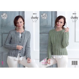 King Cole Ladies Chunky Knitting Pattern Womens Cabled Cardigan & Sweater (5013)