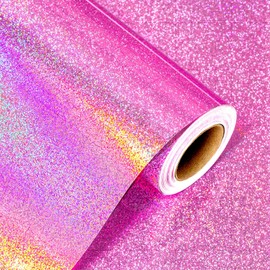 Afucus Pink Holography Wrapping Paper, Iridescent Shiny Sparkle Metallic Shimmer Mini Roll Gift Wrapping paper for Festival, Birthday, Wedding shower for brides