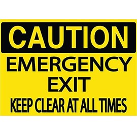 "Caution, Emergency Exit, Keep Clear at All Times"- Durable Laminated Vinyl Floor Sign- Sign by Graphical Warehouse- 5S Safety and Security Signage (18x12")