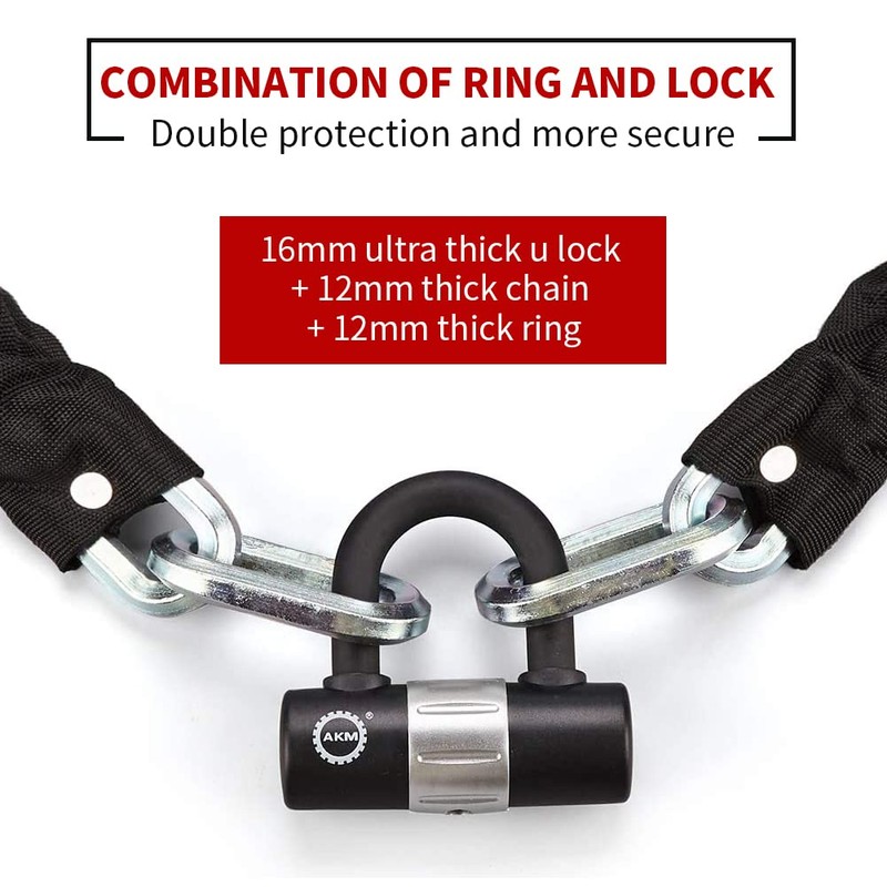 AKM Motorcycle Lock Chain Lock Anti-Theft 6.56ft/250cm Super Long Durable