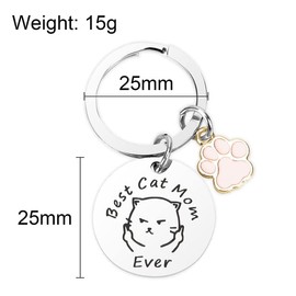 Cat Mom Keychain Birthday Gifts for Friends Women Graduation Gift for Mom Mothers Day Gifts from Son Daughter Best Cat Mom Ever Gifts for Co-worker Leaving Gifts Pet Cat Lovers Keychains