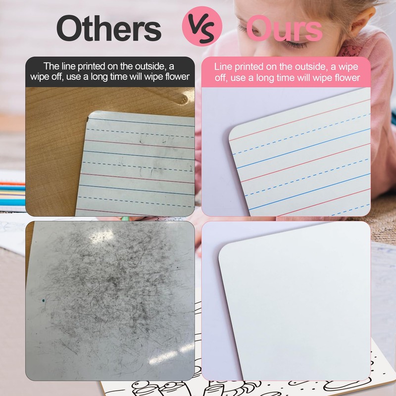 Set of 24 Dry Erase Boards, Double Sided Small Whiteboards
