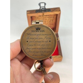 Adam Crafts God's Compass Brass Compass, Engravable Antique Gifts for Men, to My Son Premium Compass is Perfect Engraved Compass for Distinctive and Timeless Keepsakes (Pocket Compass)