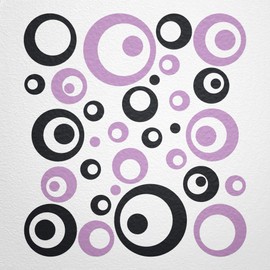 WANDfee® Wall Tattoo, Circles, Dots, 50 Stickers, Colour Choice For Children's Bedroom, Living Room, Hallway, Bathroom, Kitchen, Tile Stickers, purple