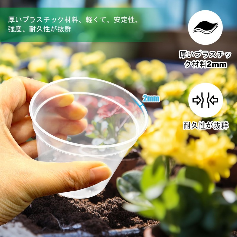 RooTrimmer 2.7 inches (6.8 cm) Transparent Seeding Pot, Plastic Pot,