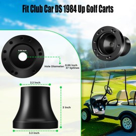 Club Car DS Golf Cart Steering Wheel Adapter for Club Car DS 1984+ Carts Fits 5/6 Hole Golf Cart Steering Wheel Premium Aluminum Easy to Install(Black)