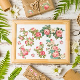 GLKTOPO Vintage Floral Scrapbook Paper Pad 24 Sheets Pink Flowers Patterned Cardstock 6 Inches Single-sided Decorative Craft Paper for Card Making Photo Album Journal DIY Craft (R2327)