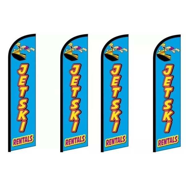 Jetski Rentals King Size Windless Flag Pack of 4 (Hardware