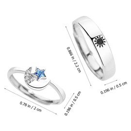 FRCOLOR 1Pair Couples Open Rings Sun and Moon Matching Rings for Lovers Stylish Decorative Jewelry for Valentine Day Lightweight Sturdy Design