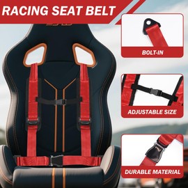 BGGTYRSD 4 Point Quick Buckle Harness with 2 Inch Padding With Bypass Clip for Go Kart UTV ATV Racing Red