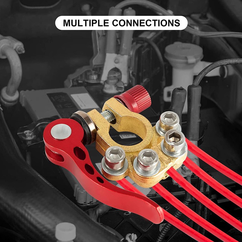 2Pcs Battery Terminal Connectors Car Disconnect 4 Way Positive Negative
