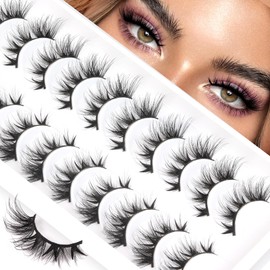 Veleasha Manga Lashes Cat Eye Lashes with Spiky V Shape Clusters 7-16MM C Curl Anime False Eyelashes 100% Handmade Luxurious Faux Mink Eyelashes (Spiky03)